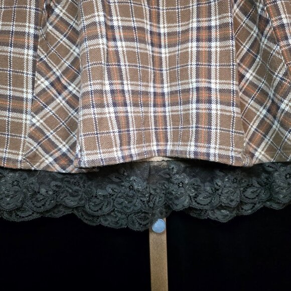 Goelia Plaid Pleated Lace Mini Skirt S - Picture 2 of 11